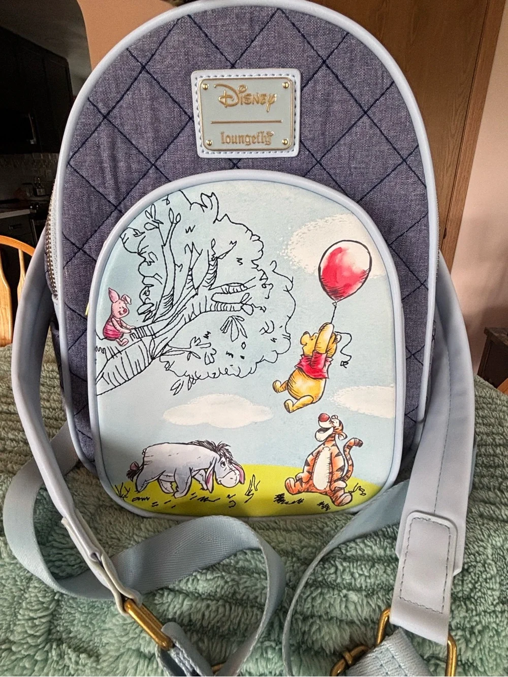 Loungefly Quilted Purple and Pastel Winnie the Pooh Mini Backpack